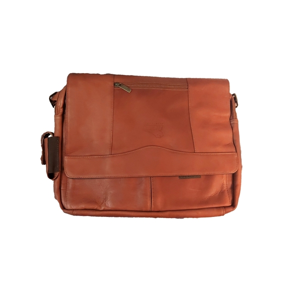 Leather Vachetta Porthole  17" Laptop NBA Charlotte Bobcats Tan Messenger/Brief… - Picture 2 of 6